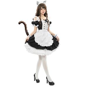 Disfraz de Anime para Mujer, Estilo Lolita, Vestido de Sirvienta con Orejas de Gato en Blanco y Negro, Falda Uniforme, Disfraz de Cosplay para Adultos - Product Image 2