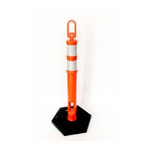 Columna de Advertencia de Alta Visibilidad de 1100 mm de Altura, Base de Goma, Poste de Advertencia Reflectante de PE