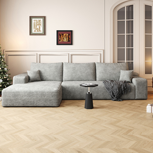 Modern L-Shape Corner <b>Sofa</b> Modular <b>Sofa</b> <b>Bed</b> Set Corduroy Fabric Washable No Assembly Required Eco-Friendly Apartment Hotel - Product Image 2