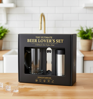 Ensemble cadeau pour homme et petit ami : Tasse à bière en verre de 22 oz avec cloche en métal, produit original pour la bière