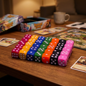 Ensemble de dés en acrylique colorés de 16 mm |   Dés à coins arrondis D6, écologiques et durables, certifiés sûrs pour les jeux de société et les mathématiques - Product Image 1