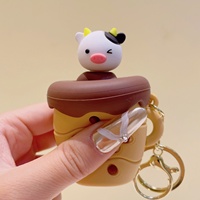 Porte-clés Squishy Mignon en Forme de Tasse de Thé au Lait Vache de Dessin Animé, Jouet Anti-Stress Amusant, Pendentif pour Sac à Dos, Cadeau, Boîte Mystère, Vente en Gros