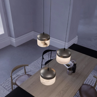Lampe suspendue multi-têtes en marbre, style nordique minimaliste, pour salon, salle à manger et escalier, en albâtre