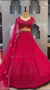 Readymade Indian Designer Lehenga Avec Dupatta, Georgette Avec Sequin Broderie Travail Partie Porter Bollywood Outfit pour les Femmes - Product Image 3