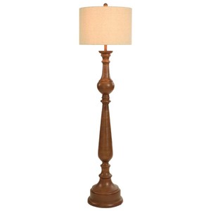 Lámpara de pie de madera maciza con acabado negro, fuente de luz LED, control de interruptor para dormitorio, estudio, sala de estar, iluminación decorativa - Product Image 5