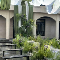 Cortina de Techo de Chifón Fresca y Elegante para Decoración de Restaurantes en Áreas Escénicas al Aire Libre, Diseño de Ondas Impulsadas por el Viento