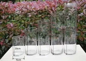 Vente en gros d'usine bon marché de grand cylindre décoration intérieure transparente de mariage nordique vase en verre à fleurs au design simple