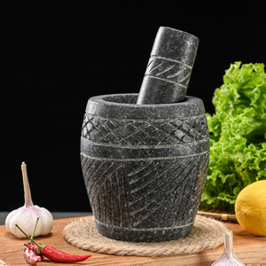 Stone Mortar And Pestle Hand Carved Durable Garlic Crusher Herb Grinder Manual Kitchen Tool - Product Image 1