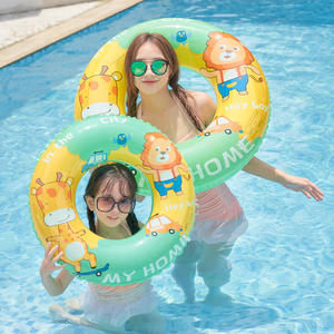 Flotador Inflable para Niños Xiaolu, Diseño Animal, Anillo de Natación para Piscina, Grueso, con Patrón de Jirafa y León - Product Image 1
