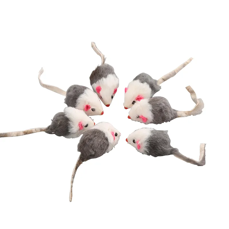 Mainan Tikus Kucing Bulu Kelinci dengan Kerincingan