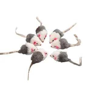 Rabbit Fur Mice Cat Toy With Rattle