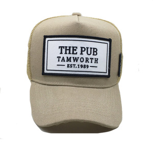 Fabricante de <span class=keywords><strong>Aus</strong></span>, gorra de malla de camionero de 5 paneles personalizada con parche bordado a rayas, sombrero con logotipo - Product Image 4