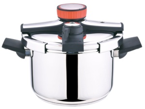 Casserole à pression de luxe pour usage domestique en <span class=keywords><strong>acier</strong></span> <span class=keywords><strong>inoxydable</strong></span>, fond composé, capacité 5-7 litres, avec système de verrouillage par pince - Product Image 2