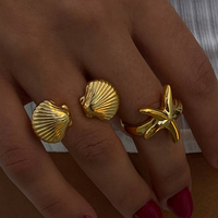 Anneaux ouverts de mode Ins PVD bijoux en acier inoxydable plaqué or 18 carats anneaux de coquille pour les femmes