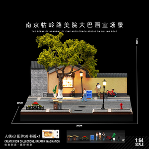 Escena arquitectónica en miniatura 1:64: estudio <span class=keywords><strong>de</strong></span> autobús <span class=keywords><strong>de</strong></span> la <span class=keywords><strong>Academia</strong></span> <span class=keywords><strong>de</strong></span> Arte con luces, fotografía macro <span class=keywords><strong>de</strong></span> calles y carreteras en miniatura - Product Image 6