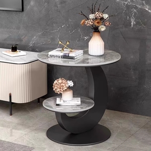 Table console moderne de luxe en roche, double niveau, au design épuré pour salon, villa, hôtel et appartement - Product Image 4