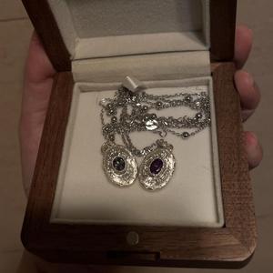 Collar Wenchi de Plata Pura S925 con Colgante de Disco Antiguo, Ojo de Buda de la Sabiduría, Cuentas Láser, Cadena de Alta Gama, Modelo Clavícula - Product Image 3