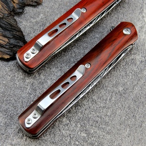 Couteau pliant en acier Damas à succès, manche en bois, couteau de poche tranchant pour le camping, bricolage, personnalisable OEM pour usage industriel - Product Image 4
