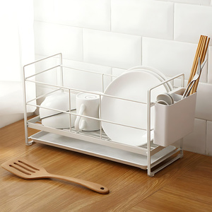 Estante <span class=keywords><strong>de</strong></span> secado <span class=keywords><strong>de</strong></span> <span class=keywords><strong>platos</strong></span> <span class=keywords><strong>de</strong></span> cocina, <span class=keywords><strong>escurridor</strong></span> <span class=keywords><strong>de</strong></span> <span class=keywords><strong>platos</strong></span> <span class=keywords><strong>de</strong></span> hierro con soporte para utensilios, estante ajustable para tazas, organizador para fregadero - Product Image 2