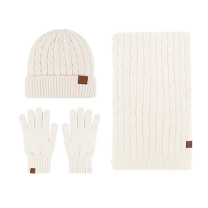 <span class=keywords><strong>Ensemble</strong></span> de laine trois pièces à la mode hivernale <span class=keywords><strong>pour</strong></span> femmes laine tricotée de couleur unie comprend des gants de haricot de luxe chauds écharpe <span class=keywords><strong>ensemble</strong></span> de chapeau parfait - Product Image 5