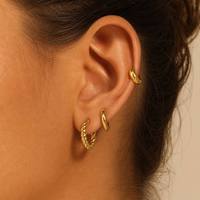 JUSNOVA Bijoux Acier Inoxydable Plaqué Or 14k PVD Boucles d'Oreilles Créoles Vente en Gros Ensemble Femme Massif Étanche Anti-ternissement