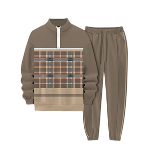 남성 도매 사용자 정의 로고 투피스 크루넥 스포츠웨어 세트 캐주얼 세트 후드 가을 캐주얼웨어 느슨한 3D 프린팅 - Product Image 3