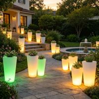 LED Dekorative Pflanzentopf-Lampe Rund 30cm Batteriebetrieben 16 Farben für Hochzeit Bankett Empfang Dekoration