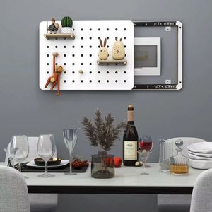 Nordic Style Perforated Wall Mount Electrical Box Cover <b>Decorative</b> Shelf For Dining Room Modern Rectangle Design - Product Image 1