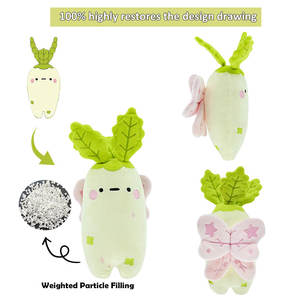 Jouets en peluche personnalisés en forme de fruits et légumes, adorable radis blanc gras en peluche, poupée lestée avec des billes, poupée en peluche très rembourrée avec des billes - Product Image 3