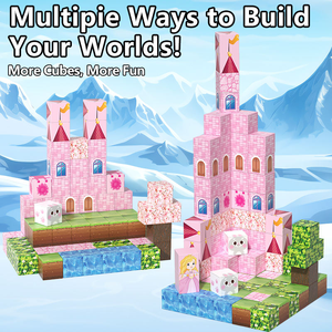 Bloques de Construcción Magnéticos de Plástico, Juego de 100 Piezas de Edificios Modernos para Niñas de 5 a 7 Años, <span class=keywords><strong>Castillo</strong></span> Rosa, Juguete Educativo - Product Image 6