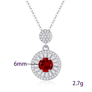 Collier pendentif halo en argent 925 fin, pierre naturelle ronde de 6 mm, résistant au ternissement, étanche, pour femmes - Product Image 6