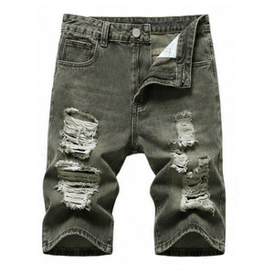 Shorts en jean tricoté coupe droite taille mi-haute pour homme, coupe slim, style streetwear décontracté d'été, nouvelle collection, sur mesure, vente en gros - Product Image 1