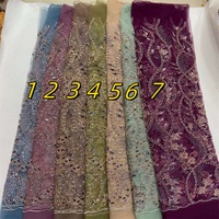 Haut de gamme perles lourdes dentelle ongles perle paillettes broderie tissu brodé dentelle perlée pour robe de mariée
