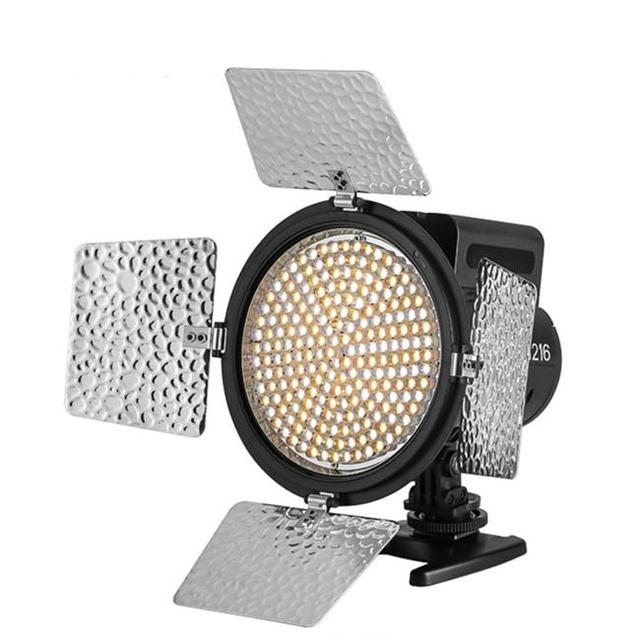 YN216 LED On-Camera Video Light 3200K-5600K Color Temperature 4 Color Plates for Canon DSLR Cameras