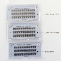 Extensions de cils en cheveux synthétiques noirs en gros avec logo personnalisé, auto-adhésives, sans cruauté, 3D, naturelles, en grappe, bande complète