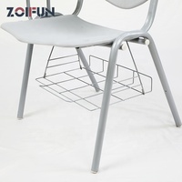 Chaise de formation et de réunion en plastique et métal chromé à prix abordable avec tablette d'écriture intégrée