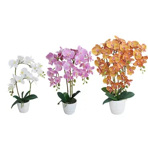 High Quantity Silk Artificial Potted Orchid Plants Bonsai Flowers For Decoration