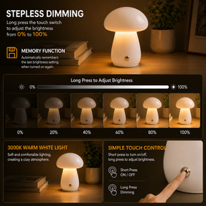 Linda Lámpara de Mesa Inalámbrica con Forma de Hongo, Recargable, Luz Cálida LED, Lámpara Decorativa para Hotel, Restaurante, Dormitorio, Cafeterí<span class=keywords><strong>a</strong></span> - Product Image 5
