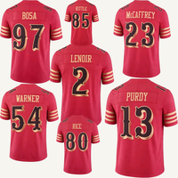 Grosir Berkualitas Tinggi # 85KITTLE # 97 BOSA # 23 McCAFFREY Bordir Jersey Sepak Bola Amerika Edisi Terbatas Jersey Kustom