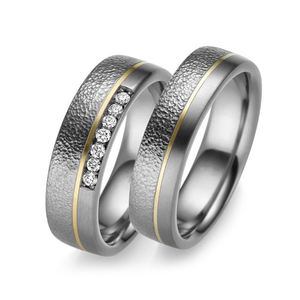 Bagues Alin Bijoux Surface rugueuse avec diamants brillants Bagues de fiançailles en tantale Bandes de mariage pour <span class=keywords><strong>couple</strong></span> - Product Image 4