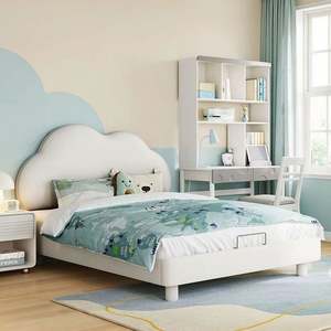 เตียงเด็ก, ห้องนอนสไตล์เจ้าหญิงสาว, เตียงเดี่ยวไม้เนื้อแข็งสไตล์ครีม, เตียงเมฆสูง1.5เมตร, ห้องเจ้าหญิงเตียง - Product Image 4