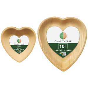 Paquete de San Valentín - 6 Platos de Hoja de Palma Natural con Forma de Corazón y 10 Platos con Forma de Corazón - Product Image 1
