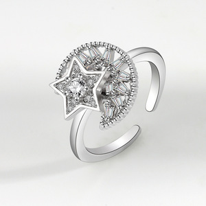 <span class=keywords><strong>Anello</strong></span> Rotante con Zirconi Opachi alla Moda, Apertura Regolabile, <span class=keywords><strong>Anello</strong></span> Anti-Ansia con Farfalla Rotante per Ragazze - Product Image 2
