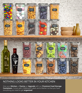 Eco-Friendly Airtight Food Storage Containers 24-Piece Set Square Design 0.8L-2.8L Sizes Plastic <b>Kitchen</b> <b>Pantry</b> Food - Product Image 5