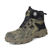 Chaussures de sécurité pour hommes, bottes de travail à embout en acier, baskets tactiques anti-écrasement, camouflage, avec boucle rotative