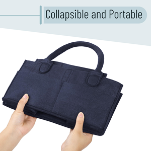 Organizador de Fraldas para Bebê em Feltro, Bolsa Portátil para Lenços com Compartimentos Ajustáveis para Viagens de Carro - Product Image 5