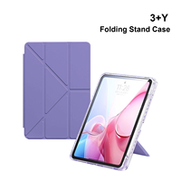 Étui de protection pliable 3+Y Origami pour Galaxy Tab, avec support multi-angles, dos en acrylique transparent, antichoc, Smart Folio