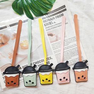 Double-Sided Adorable Bubble Tea PU Leather Pendant Keychain Cute Doll Design Custom Logo Option Promotional Use <strong>Car</strong> <strong>Key</strong> <strong>Ring</strong> - Product Image 3