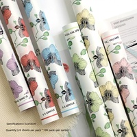 Papier d'emballage pour fleurs coréen imperméable, imprimé à la main avec des orchidées Phalaenopsis, papier d'emballage pour bouquets, fournitures pour fleuristes, vente en gros