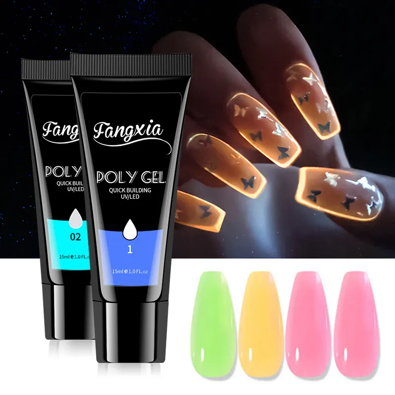 Nouvelle chaussette à Extension rapide de marque privée à paillettes de construction rapide UV LED Poly Gel Nail Set